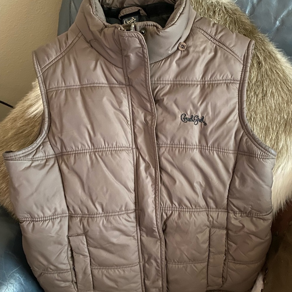 Brown Womens Vest Gently Used Zip Up